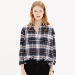 Madewell Collarless Popover Top in Wheaton Plaid S